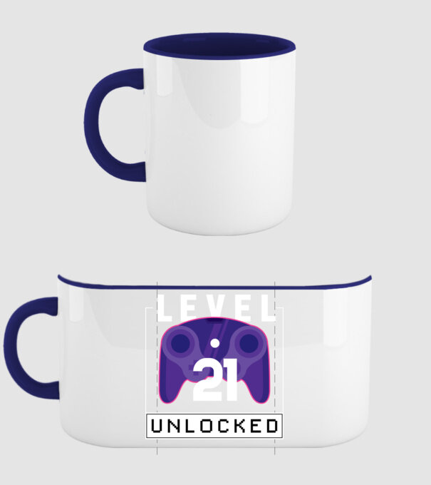 Level 21 Unlocked Gamer Birthday model albastru închis pe tricou