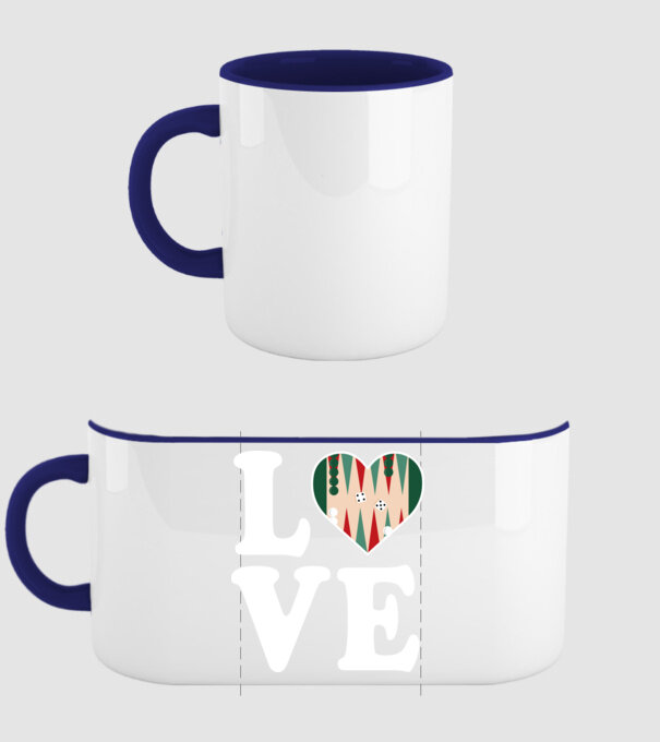 Love Backgammon model albastru închis pe tricou