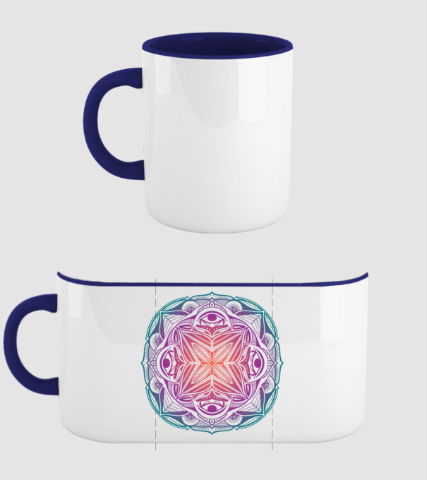 Mandala model albastru închis pe tricou
