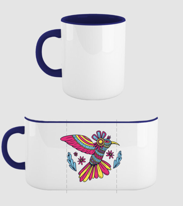 Mandala Colibri model albastru închis pe tricou