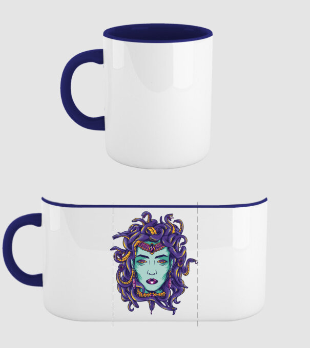 Cap de meduză model albastru închis pe tricou