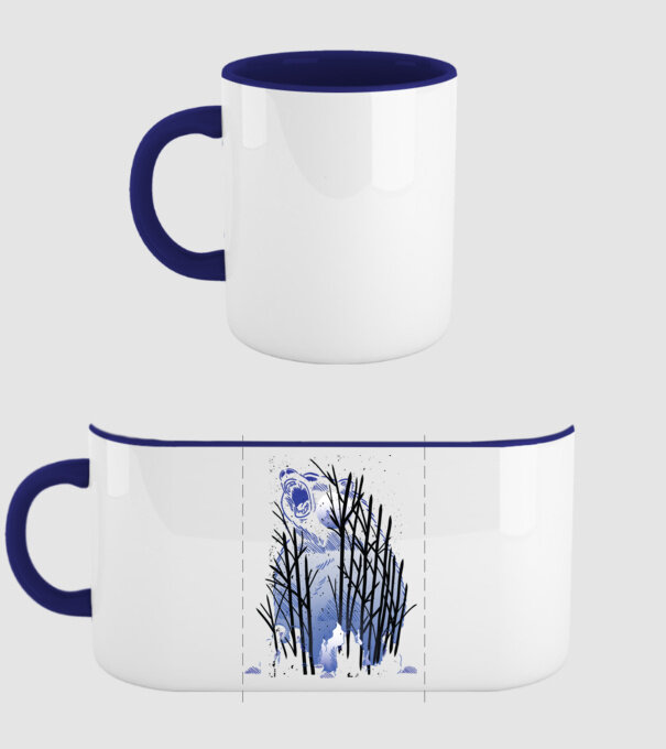 Urs în pădure noaptea model albastru închis pe tricou