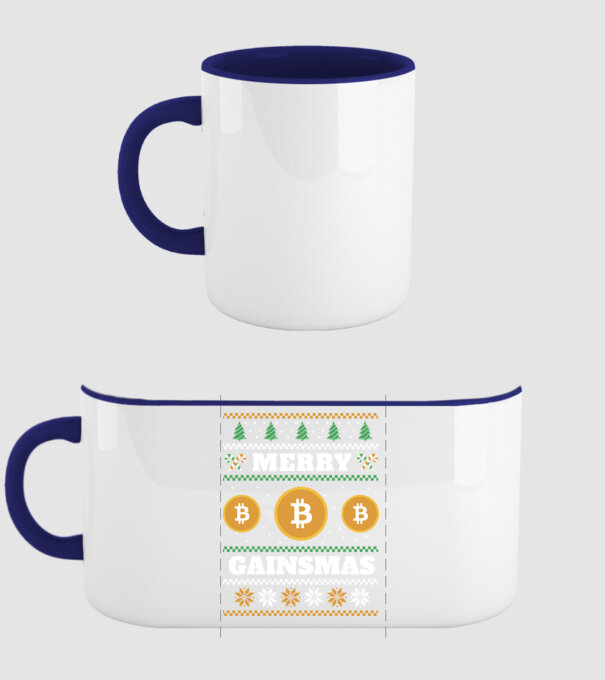 Merry Gainmas Bitcoin tricou cu pulovăr urât model albastru închis pe tricou
