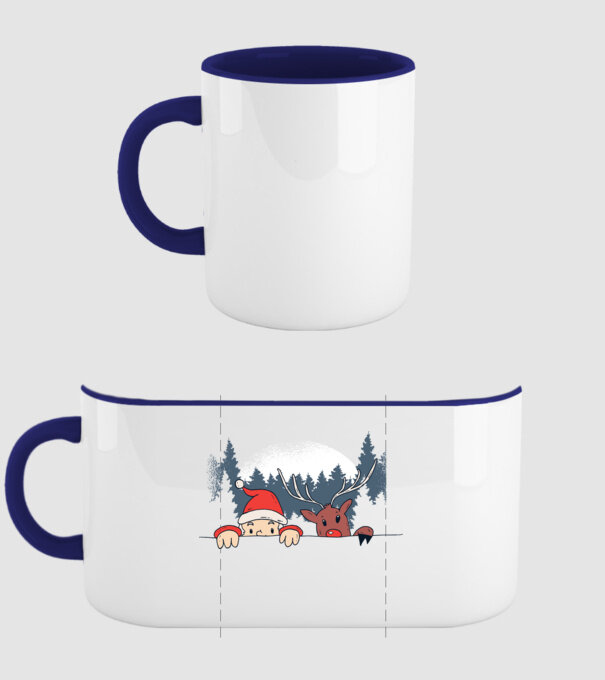 Moș Crăciun și Rudolf trag cu ochiul model albastru închis pe tricou