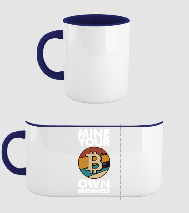 Mine your own business Bitcoin model albastru închis pe tricou
