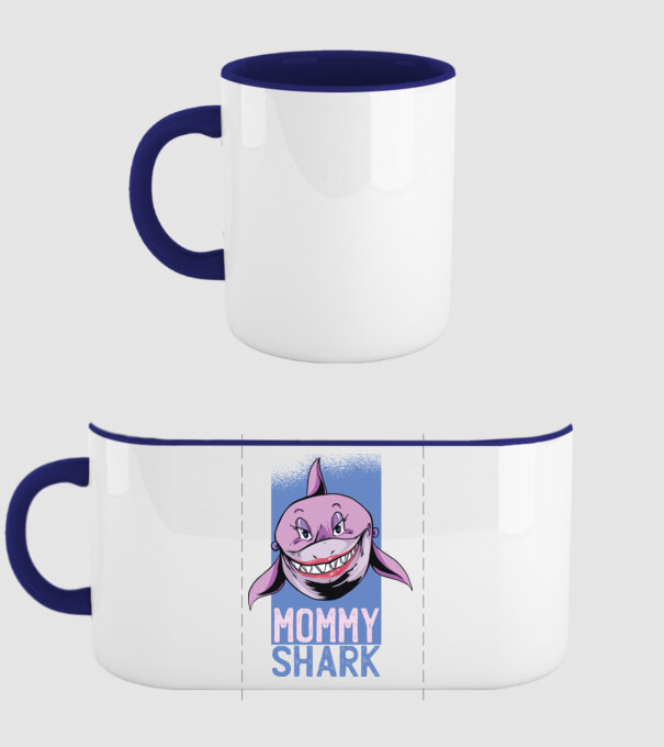 Mommy Shark tricou pentru mama model albastru închis pe tricou