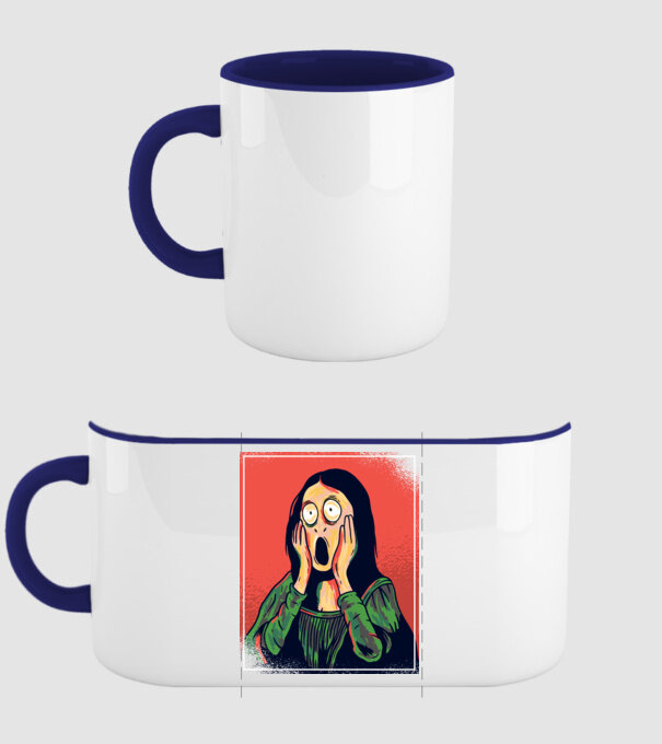 Mona Lisa țipăt model albastru închis pe tricou