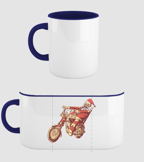 Moș Crăciun Motociclist model albastru închis pe tricou