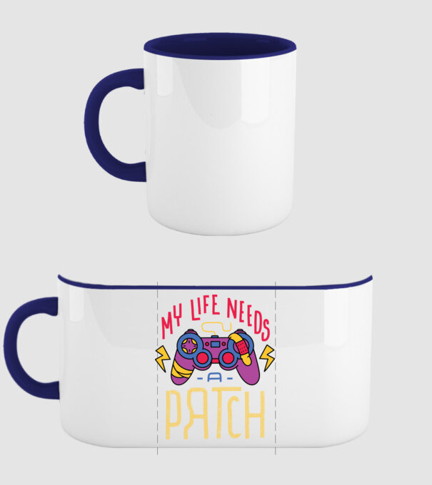 My life needs a patch Gamer model albastru închis pe tricou