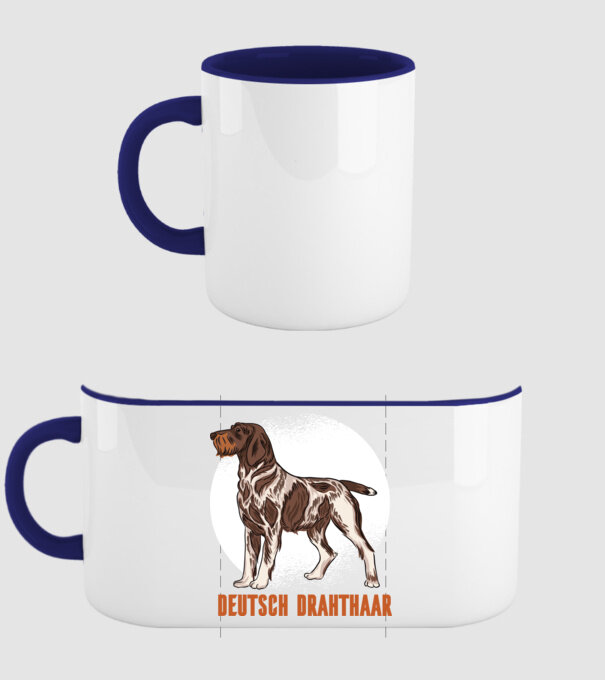 Brac german cu păr sârmos model albastru închis pe tricou