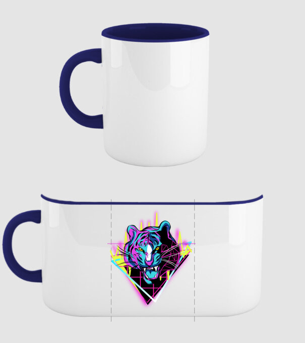 Tigru Neon anii 80 retro model albastru închis pe tricou