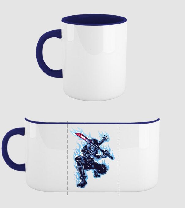 Ninja Sub Zero model albastru închis pe tricou