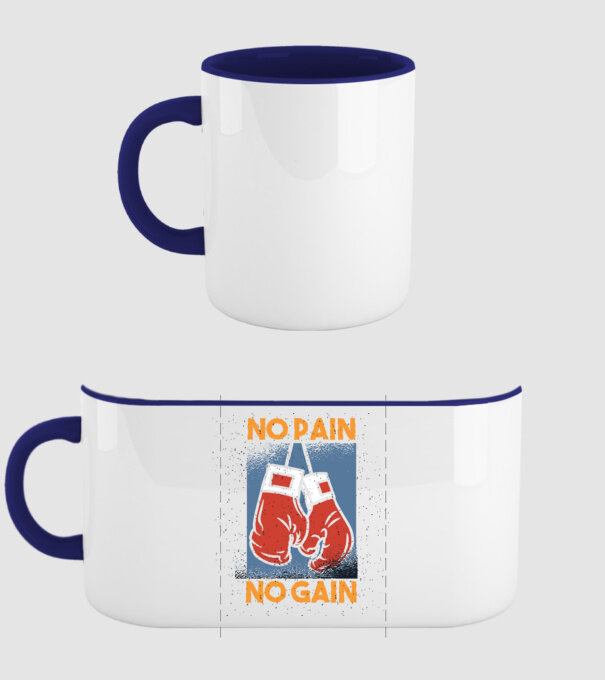 No pain no gain box model albastru închis pe tricou