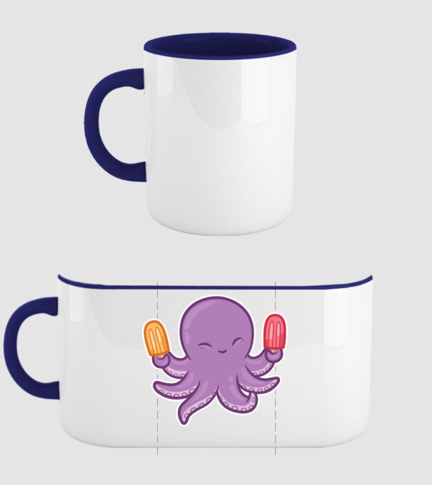 Înghețată Caracatiță Octopus model albastru închis pe tricou