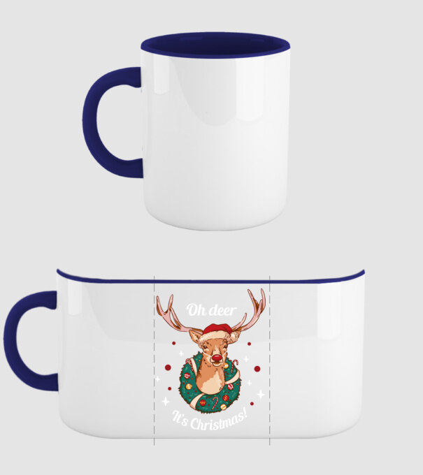 Oh deer, Christmas is here model albastru închis pe tricou