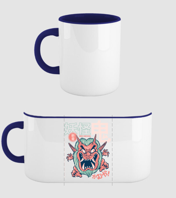 Oni Yokai Anime model albastru închis pe tricou