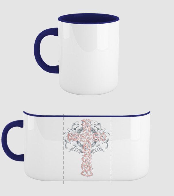 Cruce veche vikingă model albastru închis pe tricou