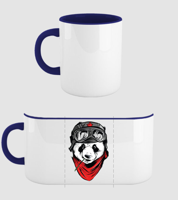 Panda Gerilla model albastru închis pe tricou
