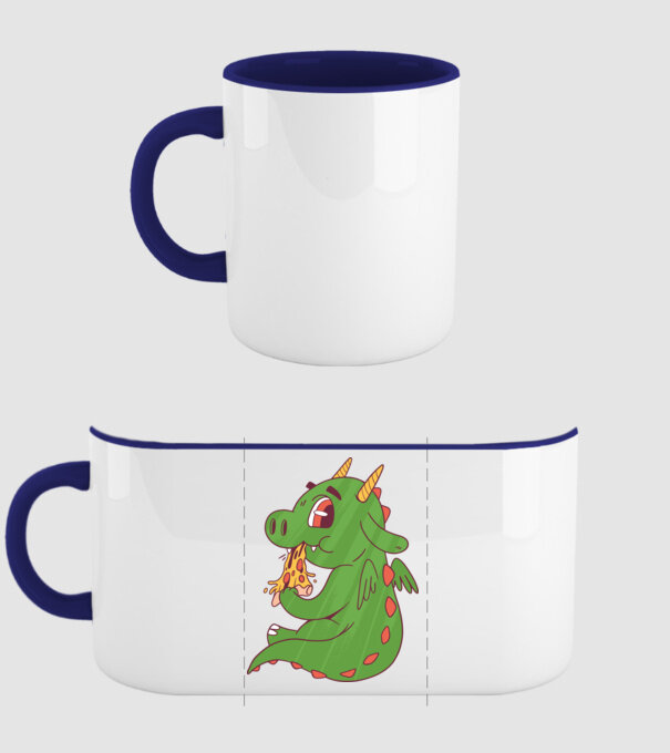 Pizza Dino model albastru închis pe tricou