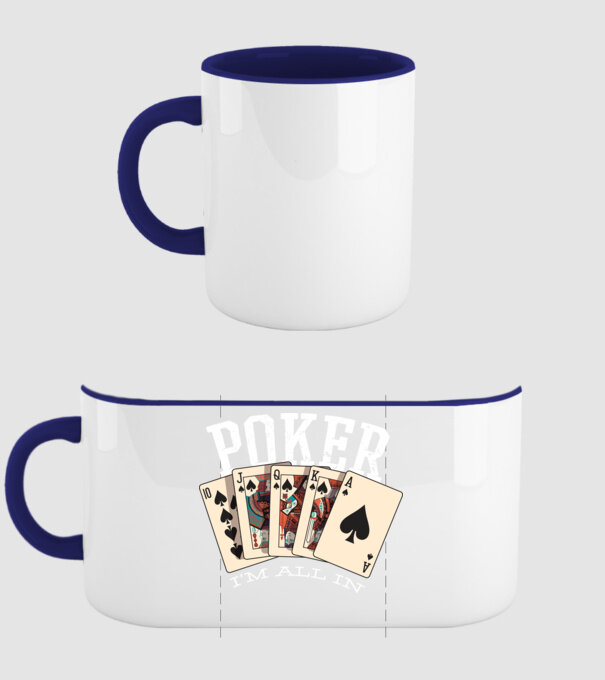Poker All in model albastru închis pe tricou