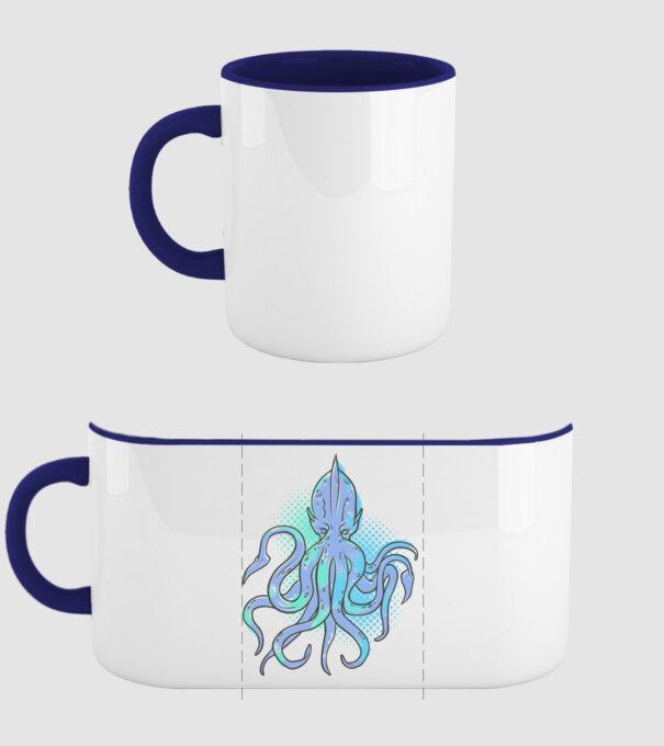 Cthulhu Caracatiță model albastru închis pe tricou
