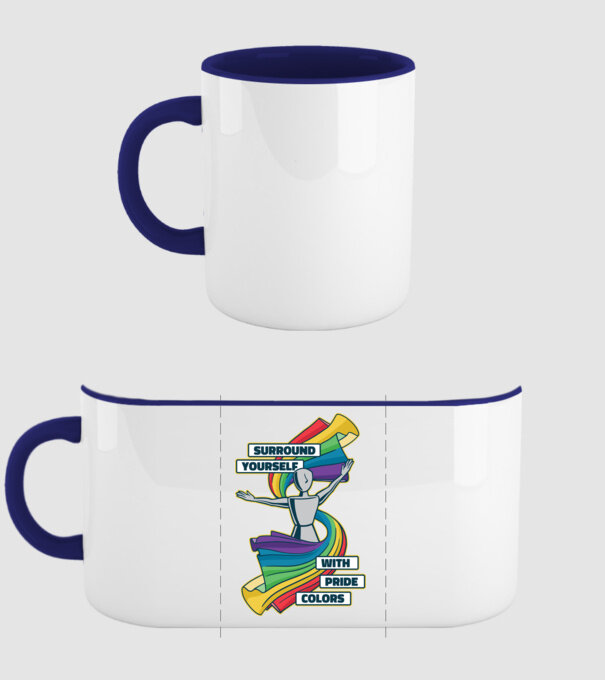 Pride cu curcubeu model albastru închis pe tricou
