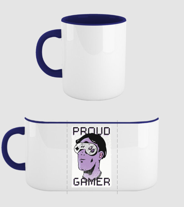 Ochelarii VR Proud Gamer model albastru închis pe tricou