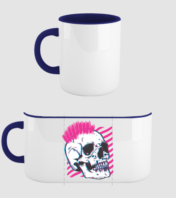 Craniu Punk model albastru închis pe tricou