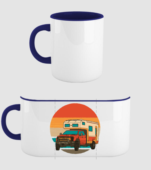 Campervan Retro model albastru închis pe tricou