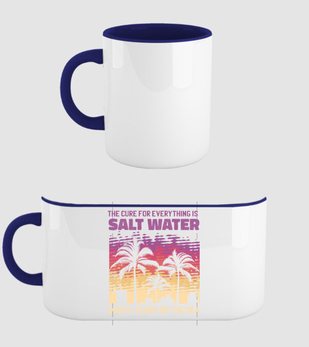 Retro Sunset - Apa sărată este leac pentru orice model albastru închis pe tricou