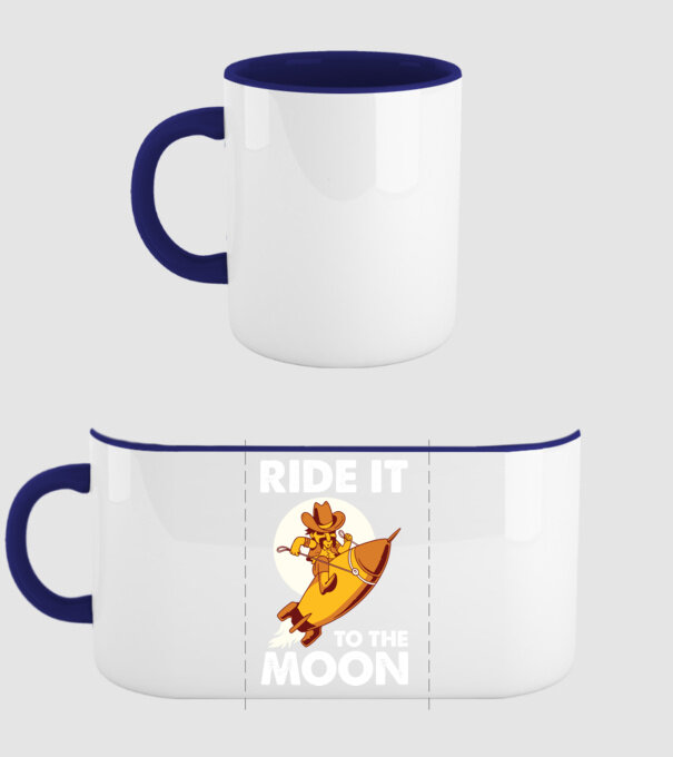 Ride it to the moon Bitcoin model albastru închis pe tricou