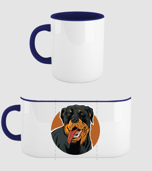 Tricou cu Câine Rottweiler model albastru închis pe tricou