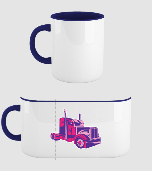 Camion roz model albastru închis pe tricou