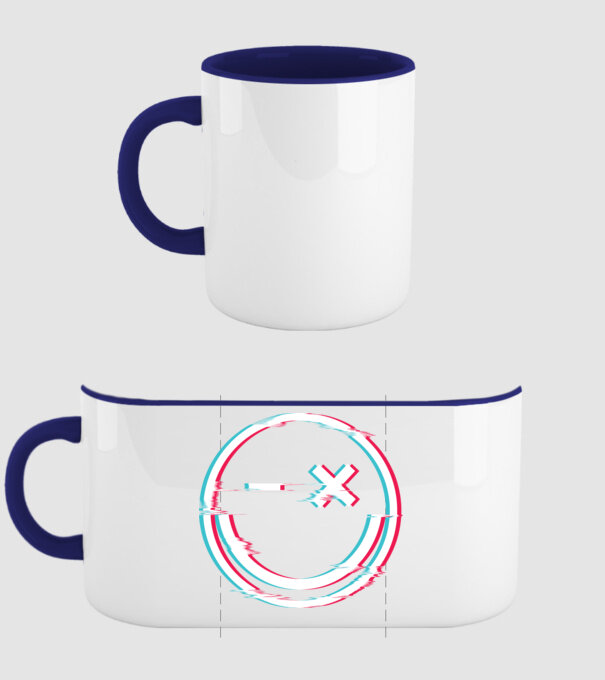 Smile glitch neon tiktok style model albastru închis pe tricou