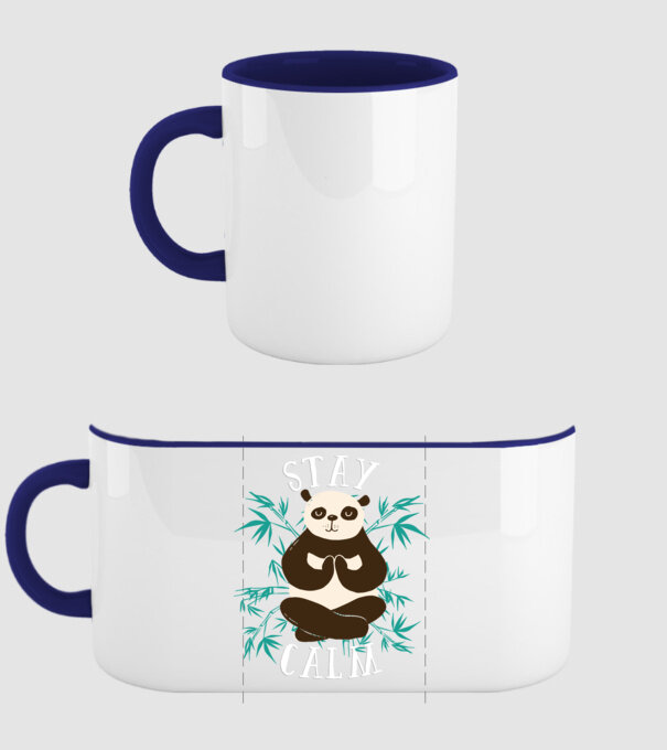 Stay Calm Panda meditație model albastru închis pe tricou