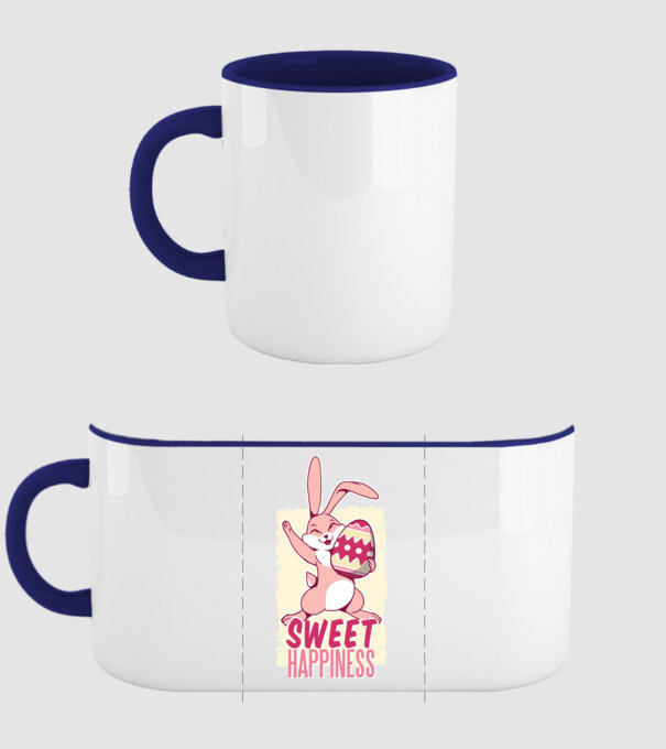 Sweet Happiness pentru Paște tricou cu iepuraș model albastru închis pe tricou