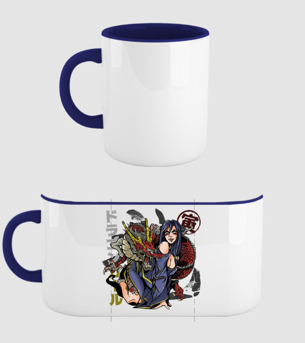 Dragon sexy Anime model albastru închis pe tricou