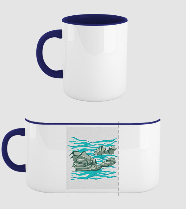 Oceanul cu Stânci model albastru închis pe tricou