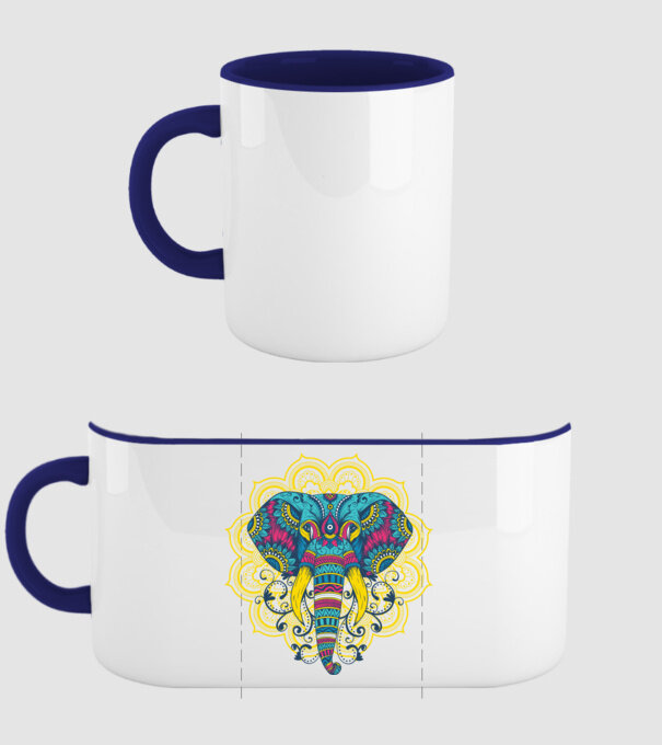 Elefant Mandala Colorat model albastru închis pe tricou