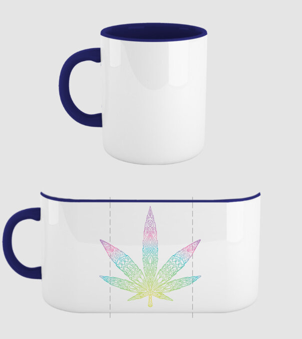 Frunză colorată de marijuana model albastru închis pe tricou