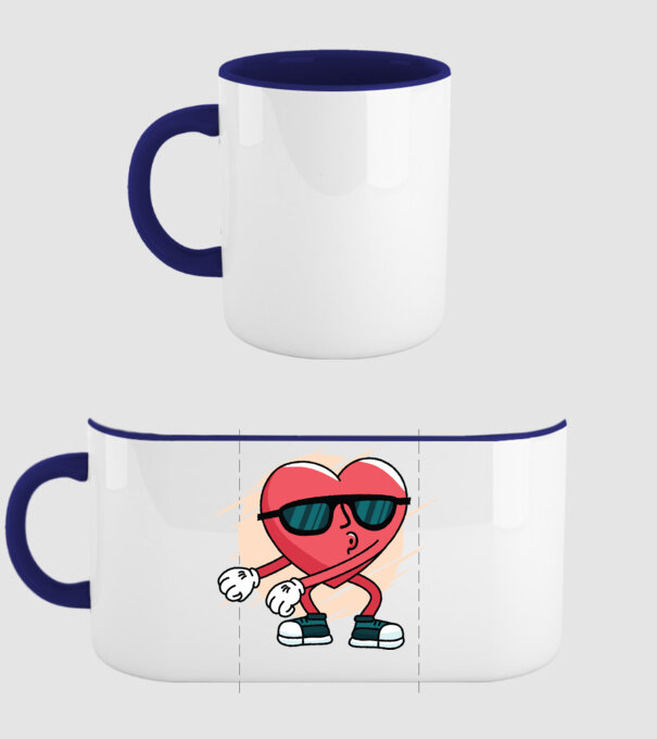 Inimă DAB Floss Heart tricou model albastru închis pe tricou