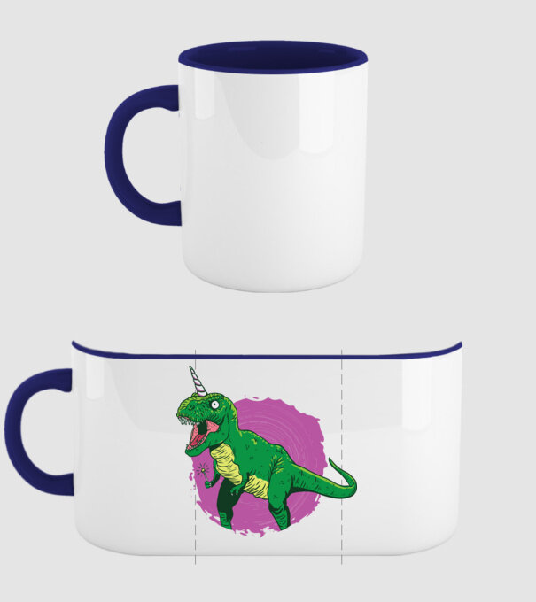 T-rex unicorn model albastru închis pe tricou