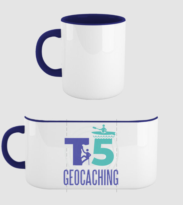 T5 Geocaching model albastru închis pe tricou
