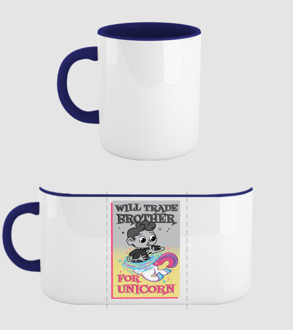 Îl ofer la schimb pe fratele meu pentru un unicorn model albastru închis pe tricou