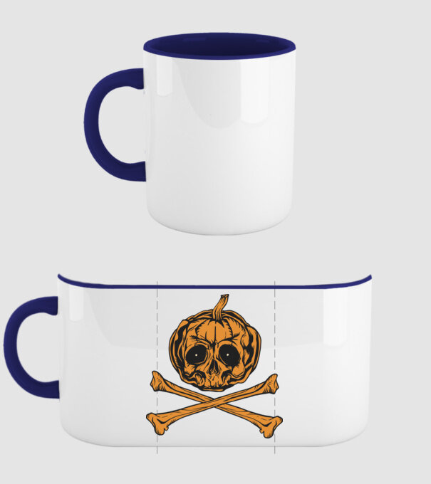 Dovleac craniu Halloween model albastru închis pe tricou