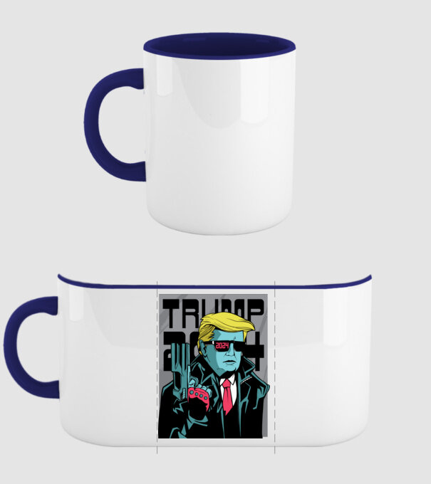 Trump Terminator 2024 model albastru închis pe tricou
