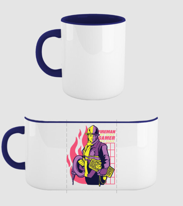Pompier ziua, Gamer noaptea model albastru închis pe tricou