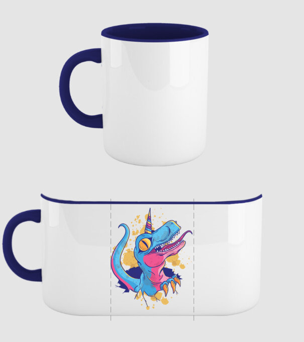 Unicornsaurus - Dinozaur Unicorn model albastru închis pe tricou