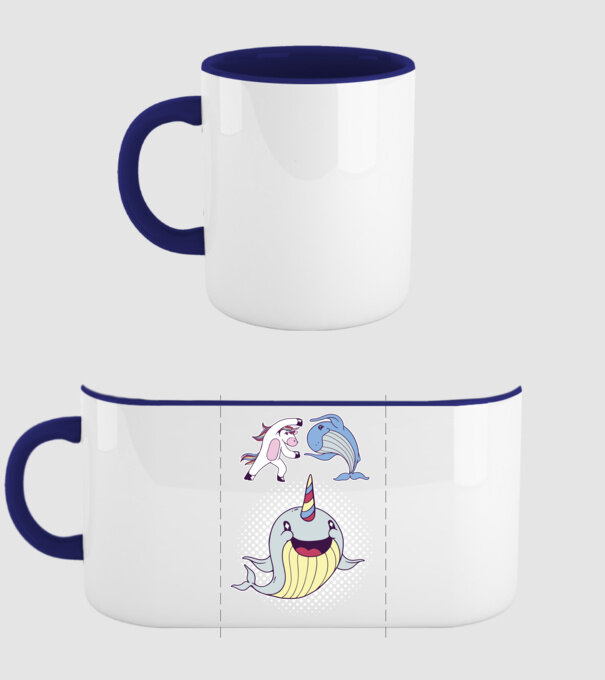 Unicorn Balenă Fuziune - Narval model albastru închis pe tricou