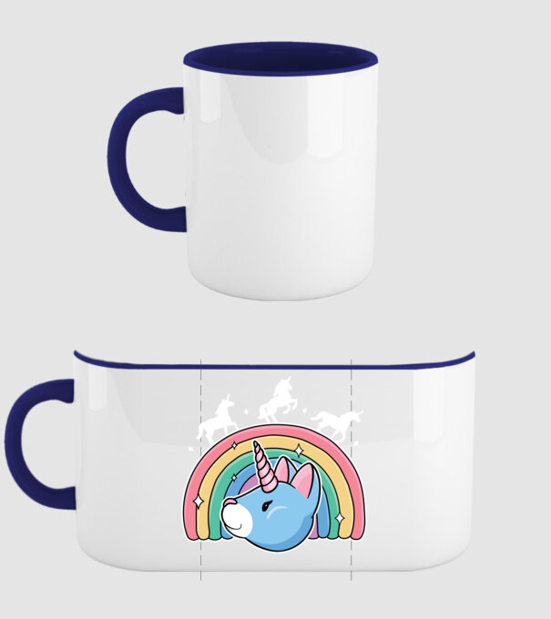 Pisică Unicorn model albastru închis pe tricou